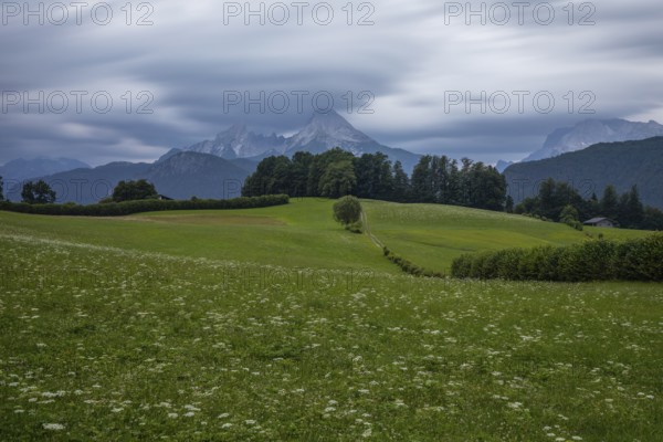 Dramatic weather over the Alps in Berchtesgadener Land with a view of the Watzmann