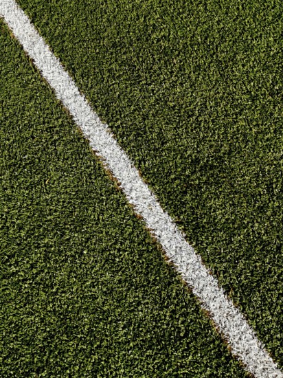 Lush green artificial turf features a freshly painted white line, clearly marking the boundary in