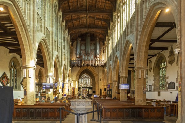 Interior view, Holy Trinity Church, where William Shakespeare was baptised and buried,