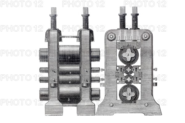 Sheet metal rolling machine, levelling machine, after patent by J, F, Newton, historical, digitally