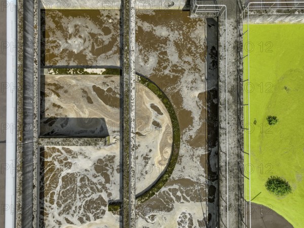Germany - Wastewater treatment in a sewage treatment plant, clarifier with brown wastewater