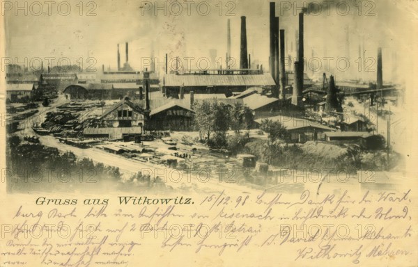 Historical postcard, picture postcard, industry in Witkowitz, Witkowitzer Bergbau- und Hüttenwerke,