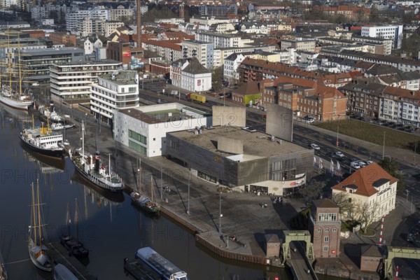 Traditional ships, Emigration Centre, New Harbour, Havenwelten, View from the observation deck of