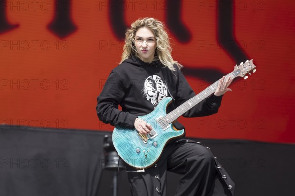 Daniela Villarreal Vélez, singer of The Warning at the Rock am Ring Festival on Sunday, Nürburgring
