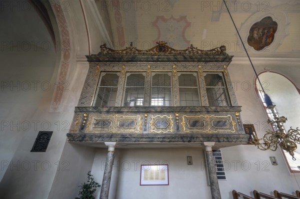 Glazed gallery in St John's Church, remodelled in Baroque style in 1750, Engeltahl, Middle