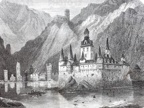 Pfalzgrafenstein Castle between Bacharach and Kaub on the Rhine, 1880, Rhineland-Palatinate,