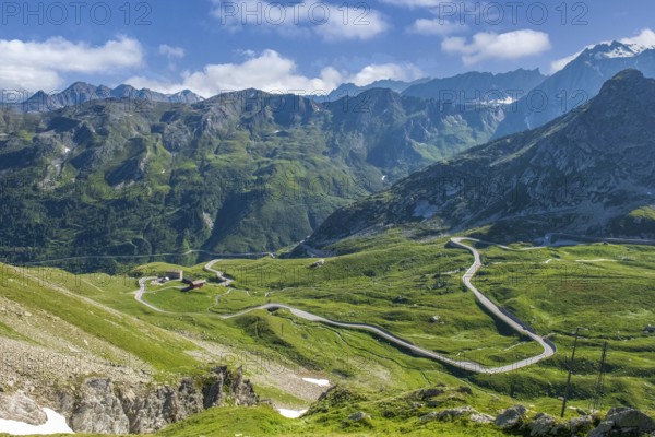 View from elevated position on last section of south ramp alpine road pass road mountain road