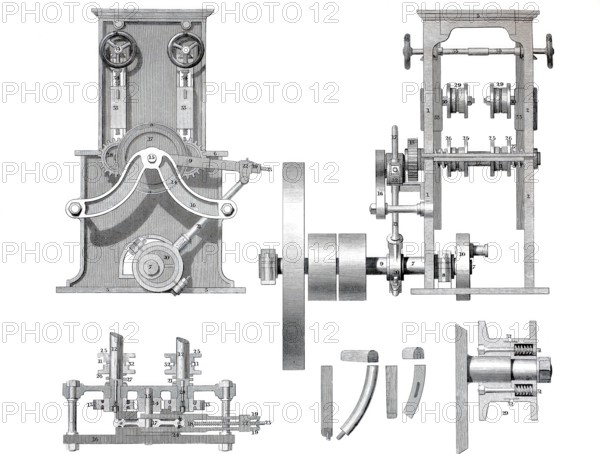 Sawing machine by Mc Carter, historical, digitally enhanced reproduction of a model from around