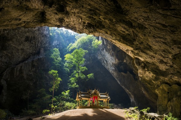 Temple in a stalactite cave, Phraya Nakhon Cave, Khao Sam Roi Yot National Park, Hua Hin, Prachuap