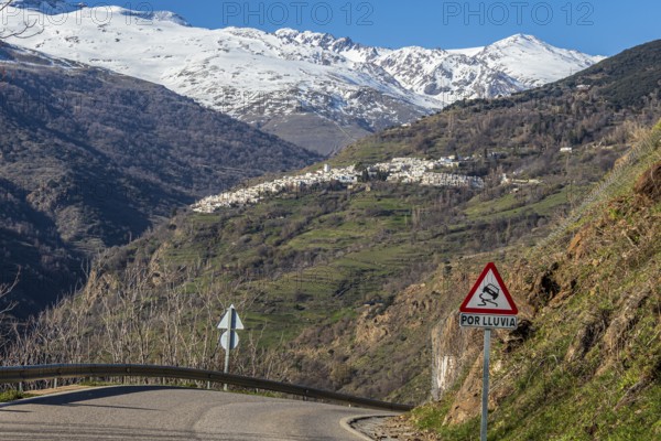 Village Capileira, one of the whitewashed villages on the slopes of the Sierra Nevada, Andalusia,