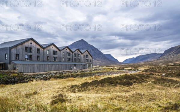 Mountains and Moors over Glen Etive Valley, Glencoe, Highlands, Scotland and Buachaille Etive Mòr,