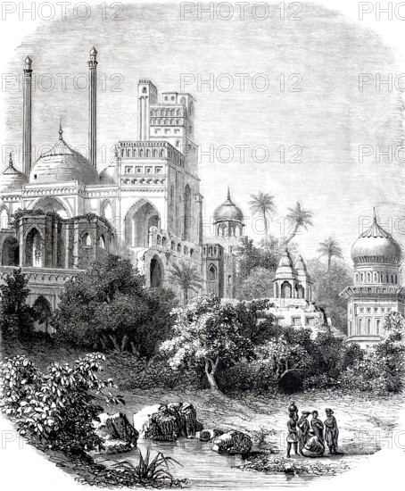 The palace in Vellore, Bellore, in 1870, India, digitally enhanced reproduction from a 19th century