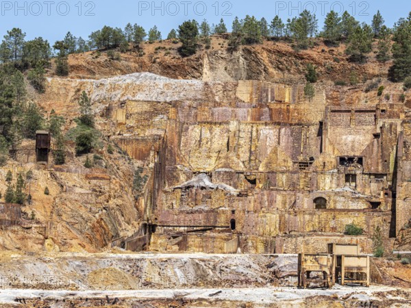 Rio Tinto mining area, destroyed nature and remains of mining activities, views along the touristic