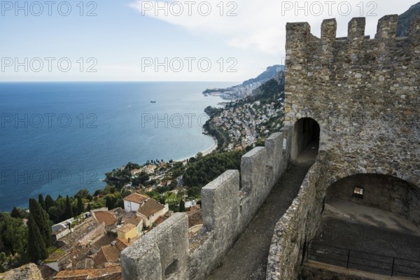 Picturesque mountain village overlooking the sea, Roquebrune, Roquebrune-Cap-Martin, near Monaco,