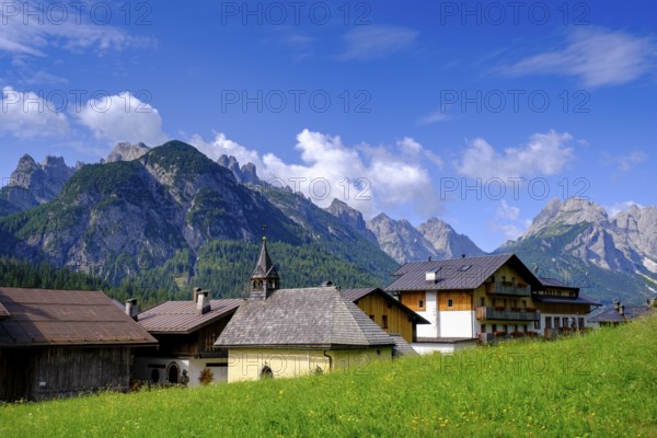 Chapel of the Virgin Mary in the hamlet of Kratten, Sappada, Plodn, Carnic Alps, Julian Friuli,