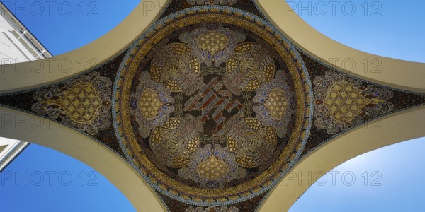 View of the mosaic in the pavilion at the entrance to the exhibition building, Mathildenhöhe,