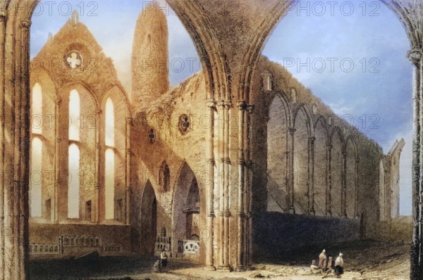 Interior of Cashel Abbey, Connemara, County Galway, Ireland, from the Landscape and Antiquities of