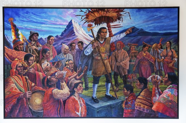 The picture shows Tupac Amaru II, an indigenous leader who led a rebellion of the indigenous