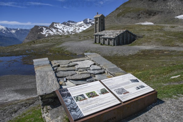 View of the chapel Chapelle Notre-Dame-de-Toute-Prudence in the background next to the pass road
