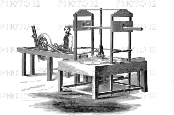 American leather polishing machine, historical, digitally enhanced reproduction of a model from