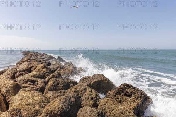 Waves, spray, Cartagena, Colombia
