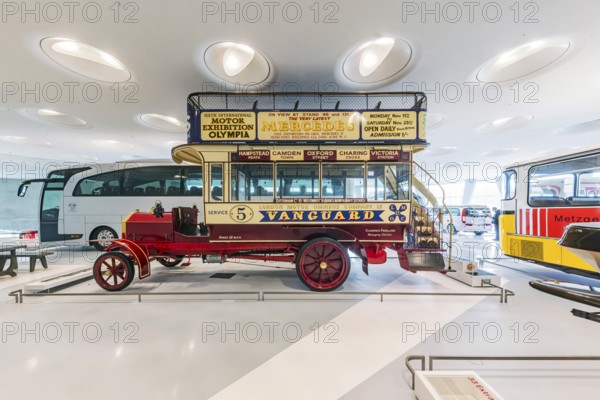Milnes-Daimler double-decker bus from 1907. The Mercedes-Benz Museum in Stuttgart presents a