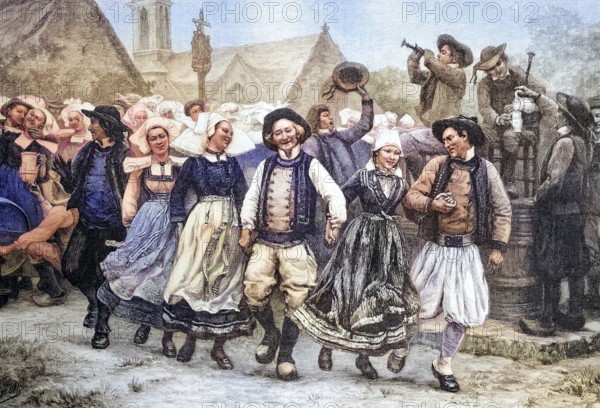 Breton gavotte, dance, Brittany, France. The gavotte is a historical ballroom dance. It is often