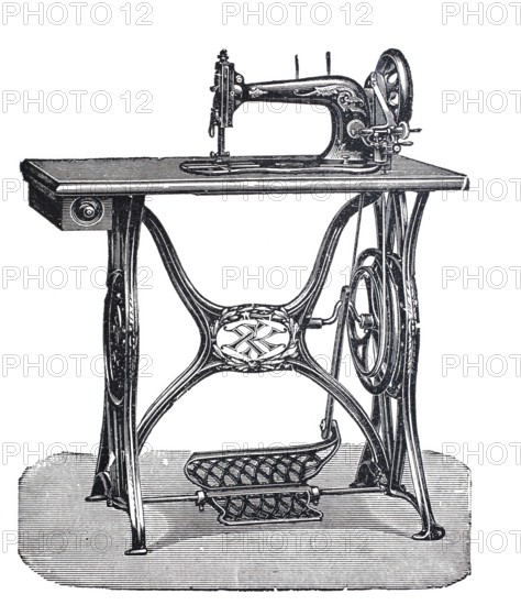 Textile industry, Singer medium shuttle machine, sewing machine by Robert Kiehle, digitally