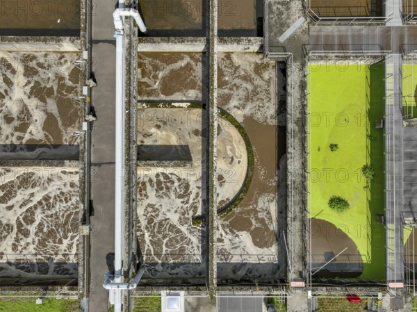 Germany - Wastewater treatment in a sewage treatment plant, clarifier with brown wastewater