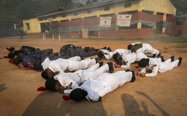 Civil defence personnel take part in the nationwide war preparedness drill, in Guwahati, Assam,