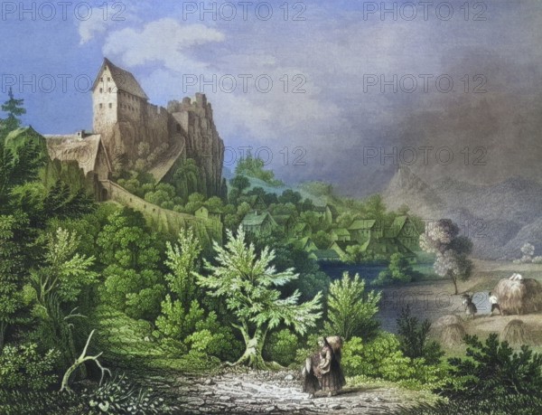 Place and castle ruin Wolfsberg, former high medieval aristocratic castle, Franconian Switzerland,