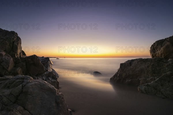 The sun rises on the Costa Rei, a stretch of coastline on the Italian Mediterranean island of
