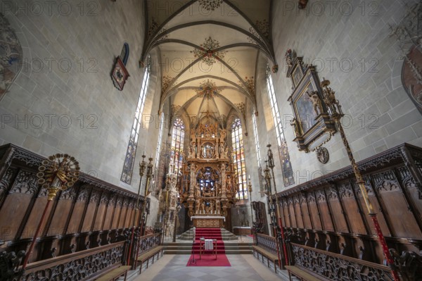 Choir stalls and high altar, built between 1613 and 1616, Überlingen Minster, St Nicholas, built in