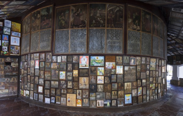 Votive plaques in the walkway around the Chapel of Grace, Kapellplatz, place of pilgrimage,