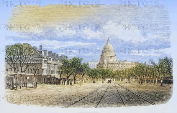 The Capitol in Washington D.C. in the 1870s, America, digital reproduction from American Pictures,