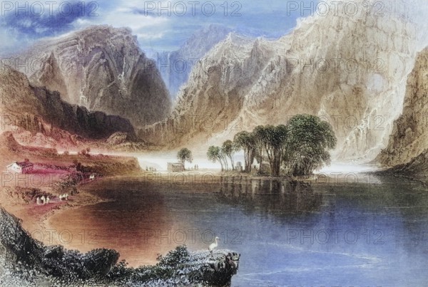 Gougane Barra Lake, County Cork, Ireland, from the Landscape and Antiquities of Ireland, 1841,