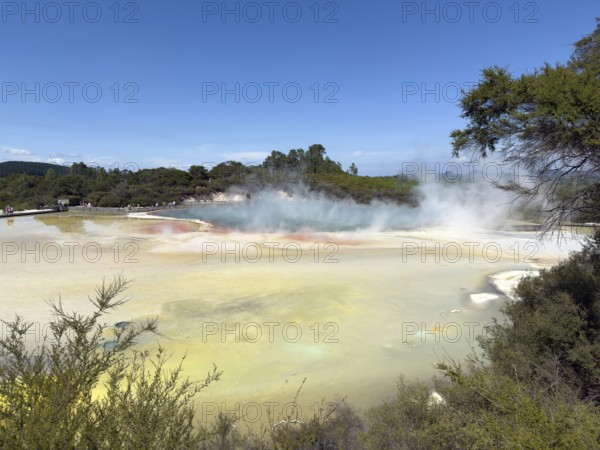 Champagne Pool at the Waiotapu Thermal Track in the colourful geothermal area of Waiotapu Thermal