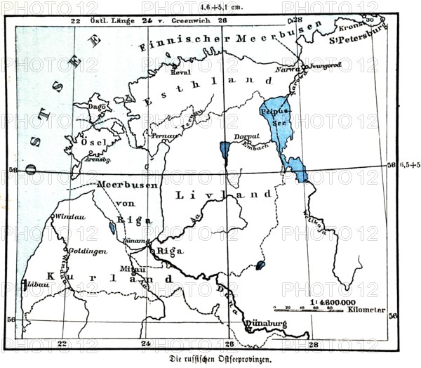 Russian Baltic Sea provinces, historical geographical map, topography, Estonia, Latvia, Lithuania,