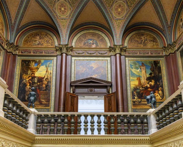 Interior design with paintings and exhibits in the Hamburger Kunsthalle, art museum am