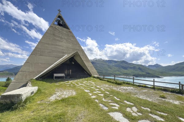 Mont-Cenis Pyramid Museum built in 1967 above the Lac du Mont Cenis in a stylised pyramid as a