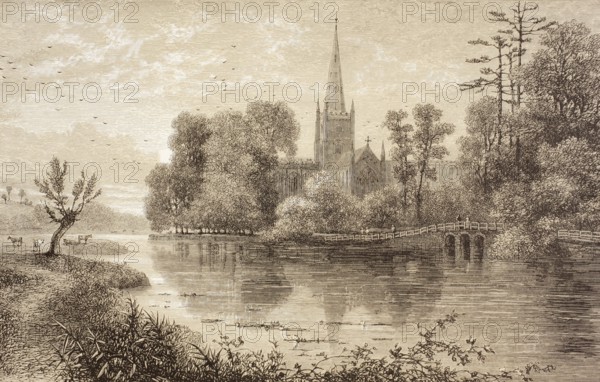 Stratford-upon-avon, England, in the 19th century. Birthplace of William Shakespeare. From the