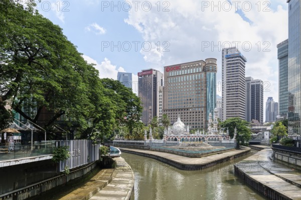 Skyscrapers along the River of Life, the rejuvenated waterfront of Klang River, Kuala Lumpur,