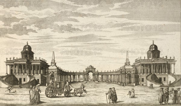Colonnade of the royal palace near Potsdam, Germany, around 1880, digitally restored reproduction