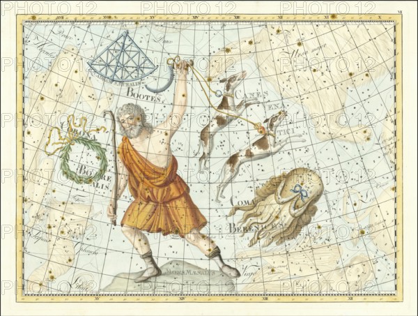 Sign of the zodiac, bear guardian, hunting dogs, hair of Berenice, star chart, universe, astrology,
