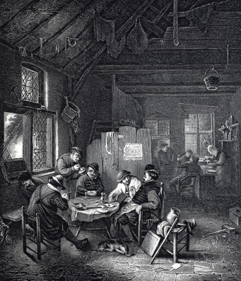 View into a Dutch village tavern, around 1650, Holland, Historical, digitally restored reproduction