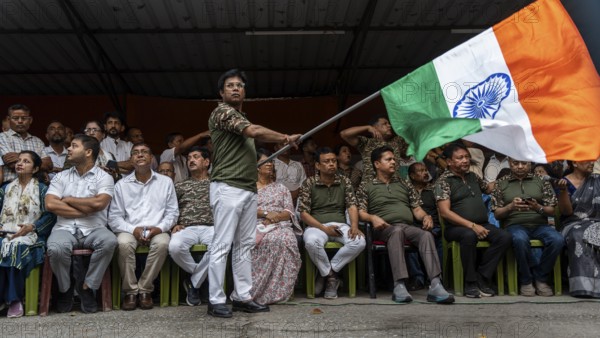 Members of Indian National Congress celebrate after Indian armed forces carried out Operation