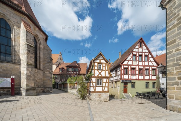 Franconian half-timbered houses at the church of St Laurentius at the Oberer Markt, Altdorf near