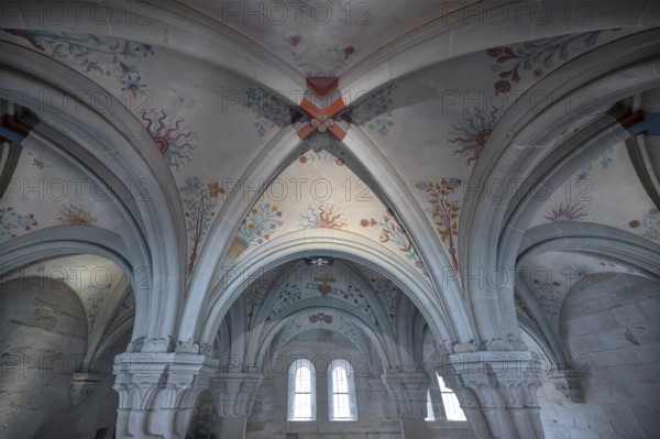 Vaulted ceiling in the chapter house, completed in 1220, not painted until 1528 Bebenhausen Abbey,