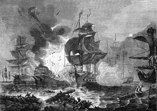 The Battle of the Nile, a major naval battle between the British and French fleets in the Bay of