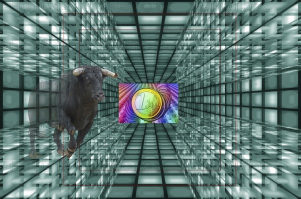 Symbol photo, bull as a sign of recovery, euro new reserve currency, dollar weakness, USA under